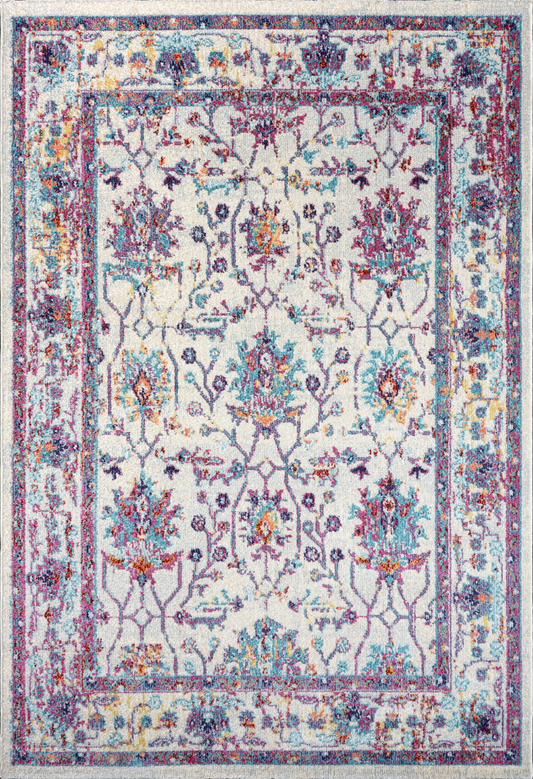 Vintage Area Rug 7658 – Purple Distressed Floral
