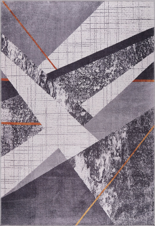 Rugs Depot Bohemian Grey Striped Washable Rug Design NL1005