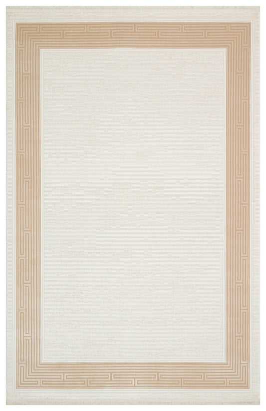 Beige border on a white background mazzini area rug