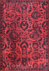 Rugs Depot RW1010 – Machine Washable Red Vintage Floral Rug | Damask-Inspired Oriental Carpet for Living Room, Bedroom & Dining