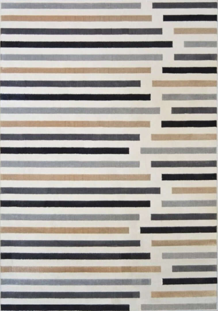 Abstract Multicolour Stripe Rug | R469A — top view