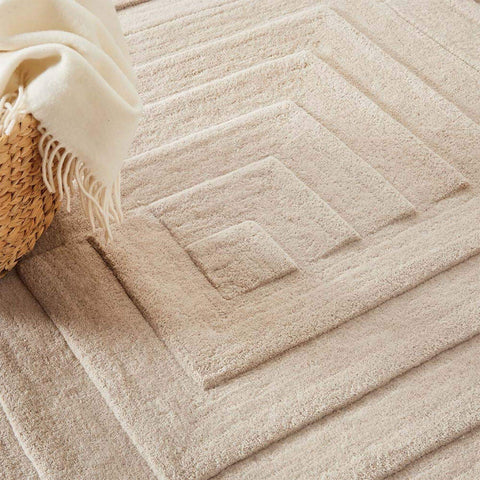 Maze Grey Geometric Wool Rug
