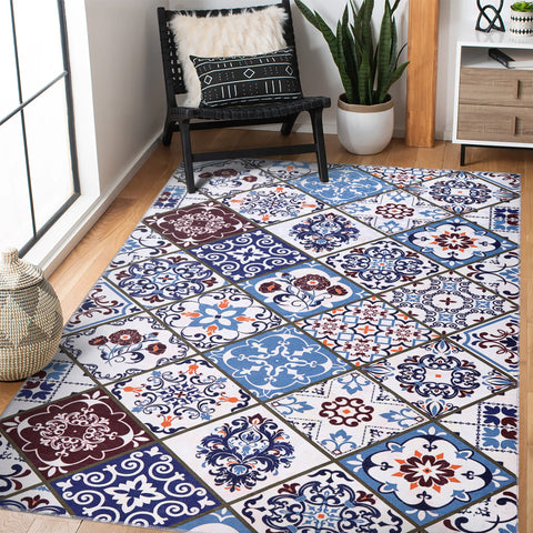 Rugs Depot Modern Beige Floral Washable Rug Design 4002