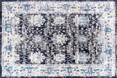 Vintage Area Rug 7652 – Blue Navy Distressed Floral