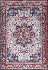 Rugs Depot NH1323 – Machine Washable Persian Heriz Rug | Traditional Oriental Medallion Carpet for Living Room, Bedroom & Dining