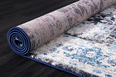 Vintage Area Rug 7652 – Blue Navy Distressed Floral