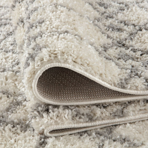 Moroccan Ivory Grey Shaggy Rug | 1000