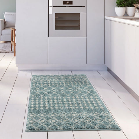 Moroccan Duck Egg Blue Shaggy Rug | 1050