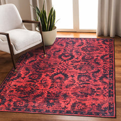 Rugs Depot RW1010 – Machine Washable Red Vintage Floral Rug | Damask-Inspired Oriental Carpet for Living Room, Bedroom & Dining