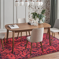 Rugs Depot RW1010 – Machine Washable Red Vintage Floral Rug | Damask-Inspired Oriental Carpet for Living Room, Bedroom & Dining