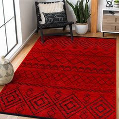 Machine Washable Rug RW1801 – RED Soft Chenille