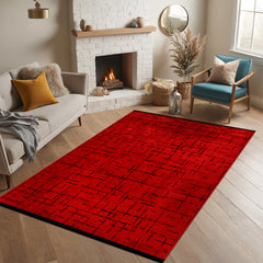 Machine Washable Rug NT201 – RED Soft Chenille