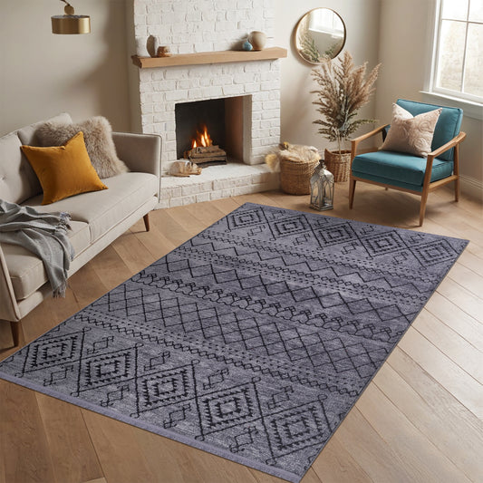 Machine Washable Rug RW1801 – DARK GRAY Soft Chenille