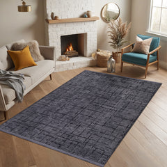Machine Washable Rug NT201 – DARK GRAY Soft Chenille