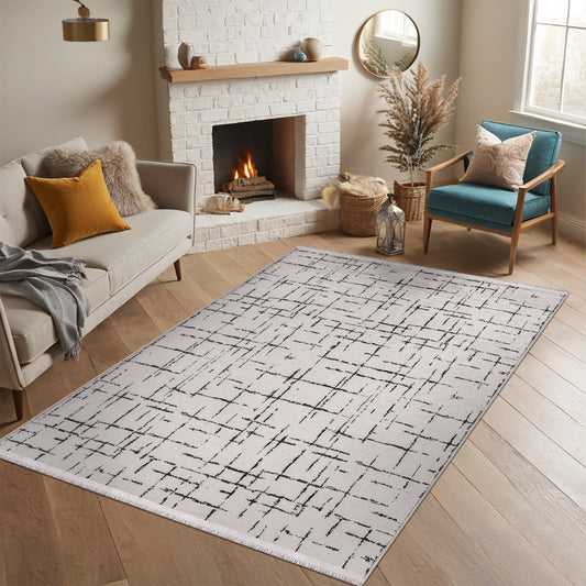 Machine Washable Rug NT201 – WHITE Soft Chenille