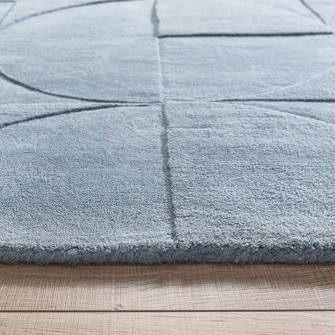 Penny Duck Egg Blue Geometric Wool Rug