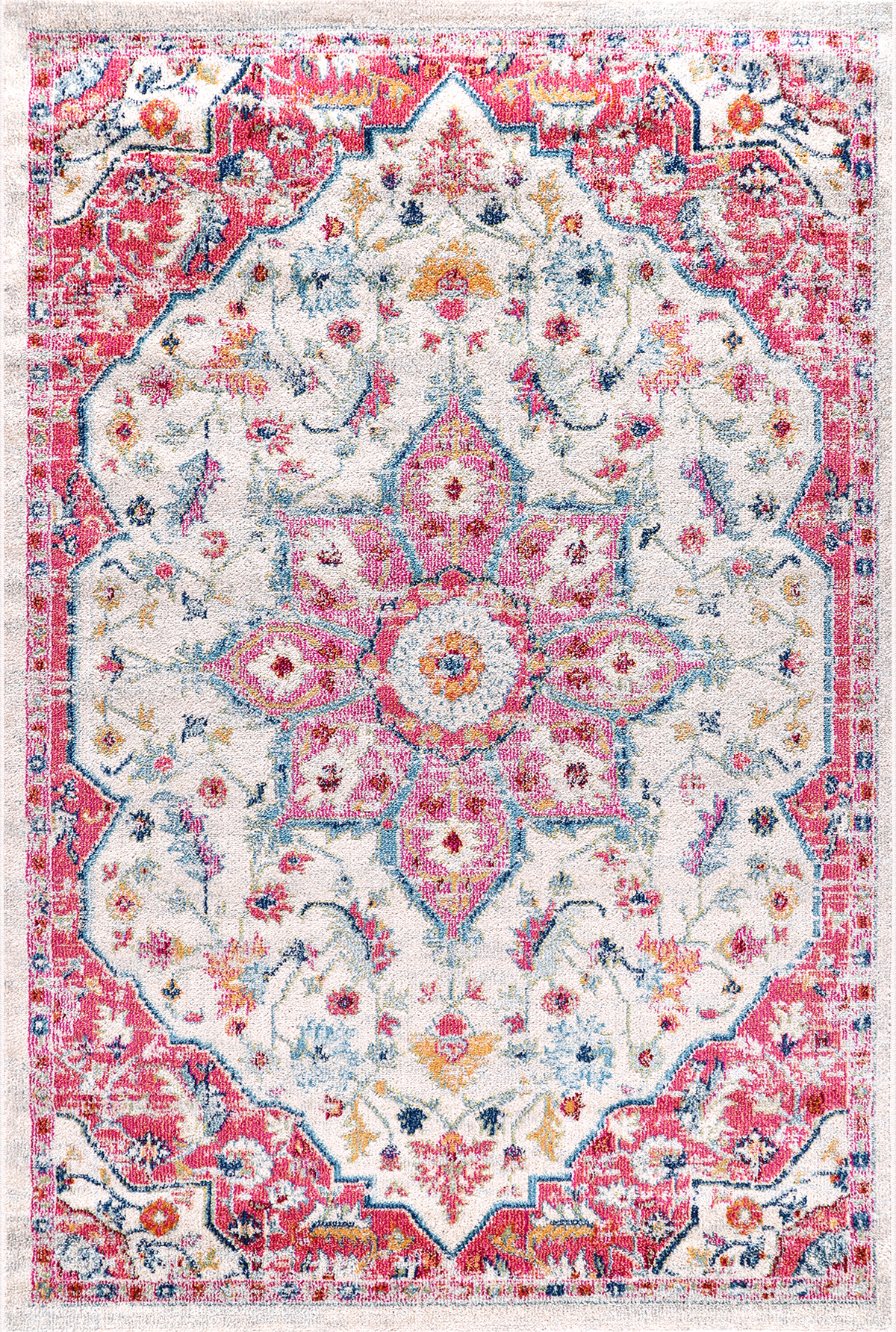 Vintage Area Rug 7665 – Pink Medallion Boho