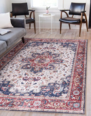 Rugs Depot NH1323 – Machine Washable Persian Heriz Rug | Traditional Oriental Medallion Carpet for Living Room, Bedroom & Dining