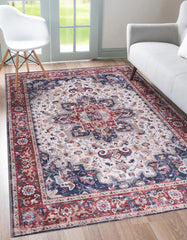 Rugs Depot NH1323 – Machine Washable Persian Heriz Rug | Traditional Oriental Medallion Carpet for Living Room, Bedroom & Dining