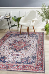 Rugs Depot NH1323 – Machine Washable Persian Heriz Rug | Traditional Oriental Medallion Carpet for Living Room, Bedroom & Dining