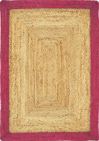 Bordered Raspberry Jute Rug