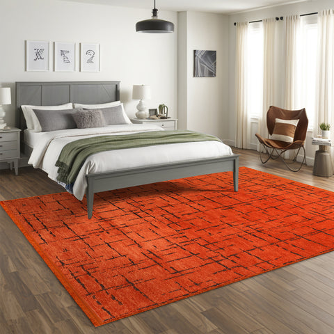 Machine Washable Rug NT201 – ORANGE Soft Chenille