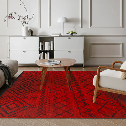 Machine Washable Rug RW1801 – RED Soft Chenille