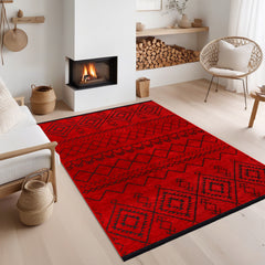 Machine Washable Rug RW1801 – RED Soft Chenille