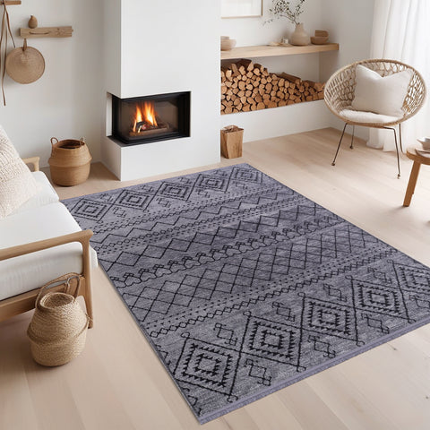 Machine Washable Rug RW1801 – DARK GRAY Soft Chenille