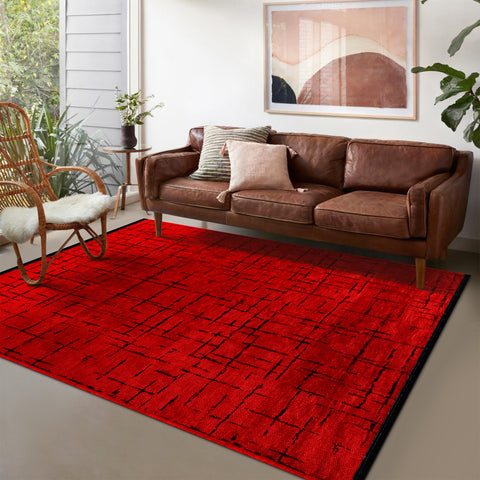 Machine Washable Rug NT201 – RED Soft Chenille