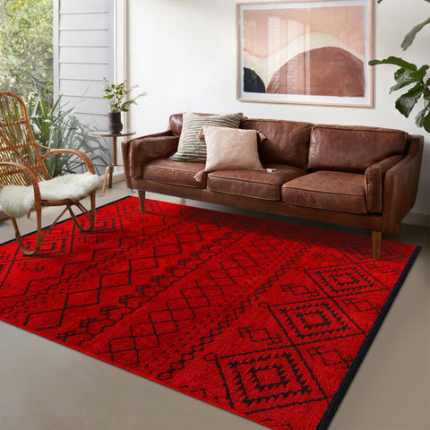 Machine Washable Rug RW1801 – RED Soft Chenille