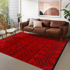 Machine Washable Rug RW1801 – RED Soft Chenille