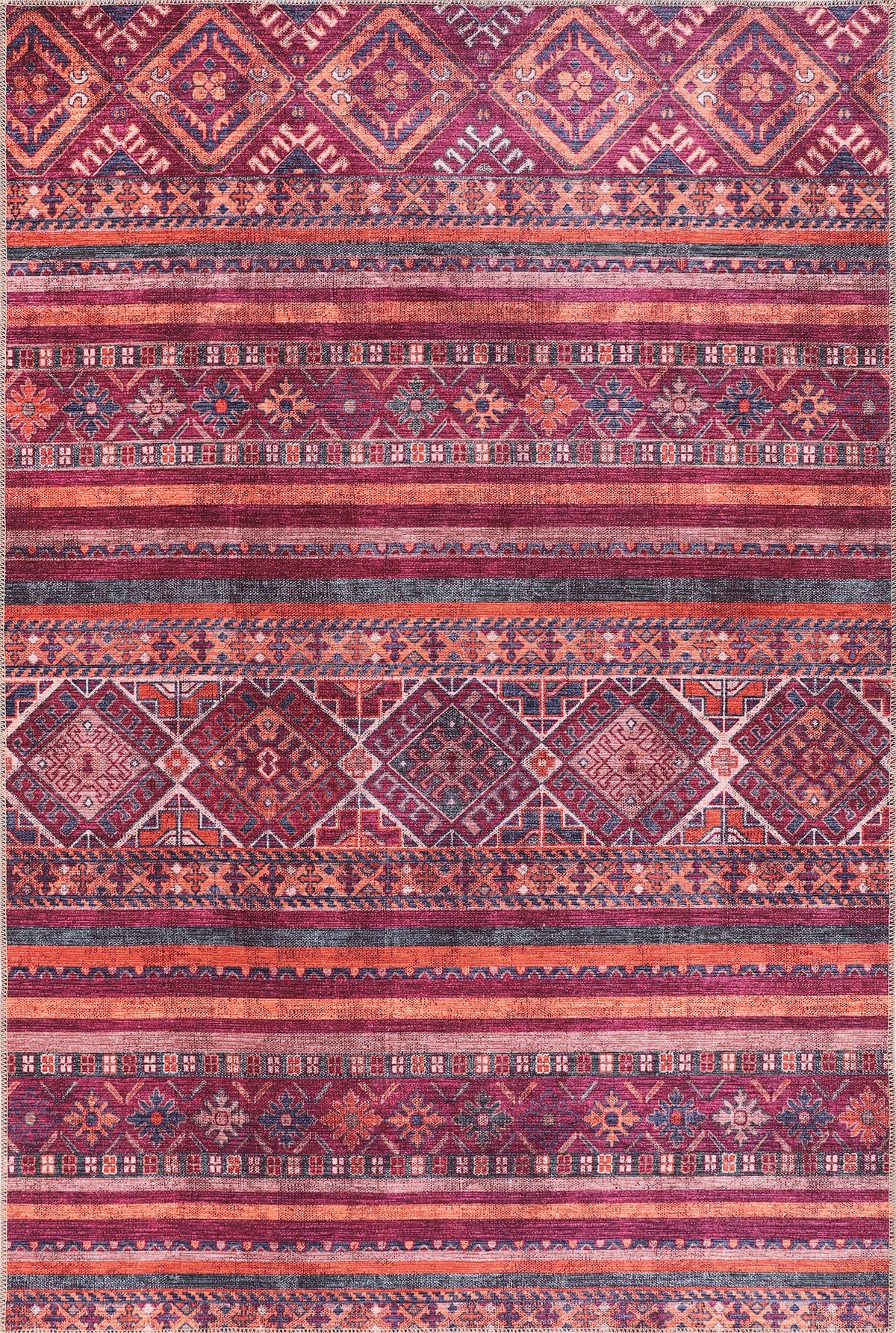 Multicolored patterned rug with geometric designs