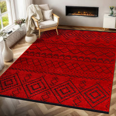 Machine Washable Rug RW1801 – RED Soft Chenille