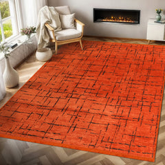 Machine Washable Rug NT201 – ORANGE Soft Chenille