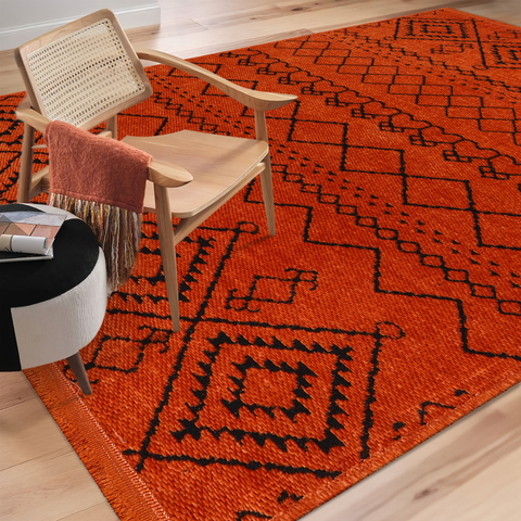 Machine Washable Rug RW1801 – ORANGE Soft Chenille