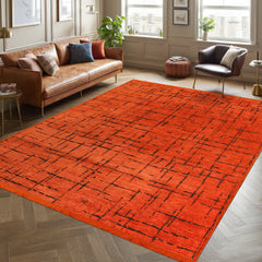 Machine Washable Rug NT201 – ORANGE Soft Chenille