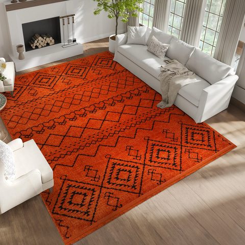 Machine Washable Rug RW1801 – ORANGE Soft Chenille