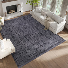 Machine Washable Rug NT201 – DARK GRAY Soft Chenille