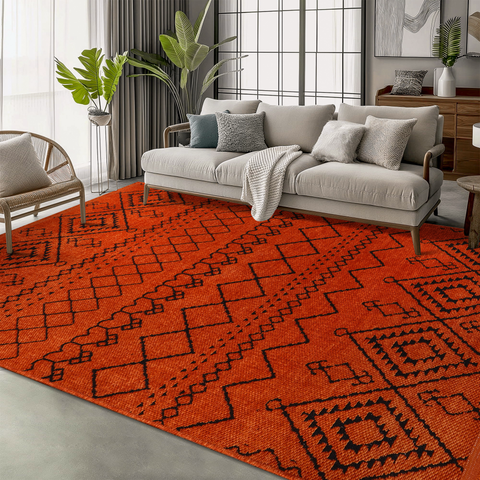 Machine Washable Rug RW1801 – ORANGE Soft Chenille