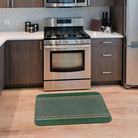 Washable Designer Bordered Green Rug | 116Gr