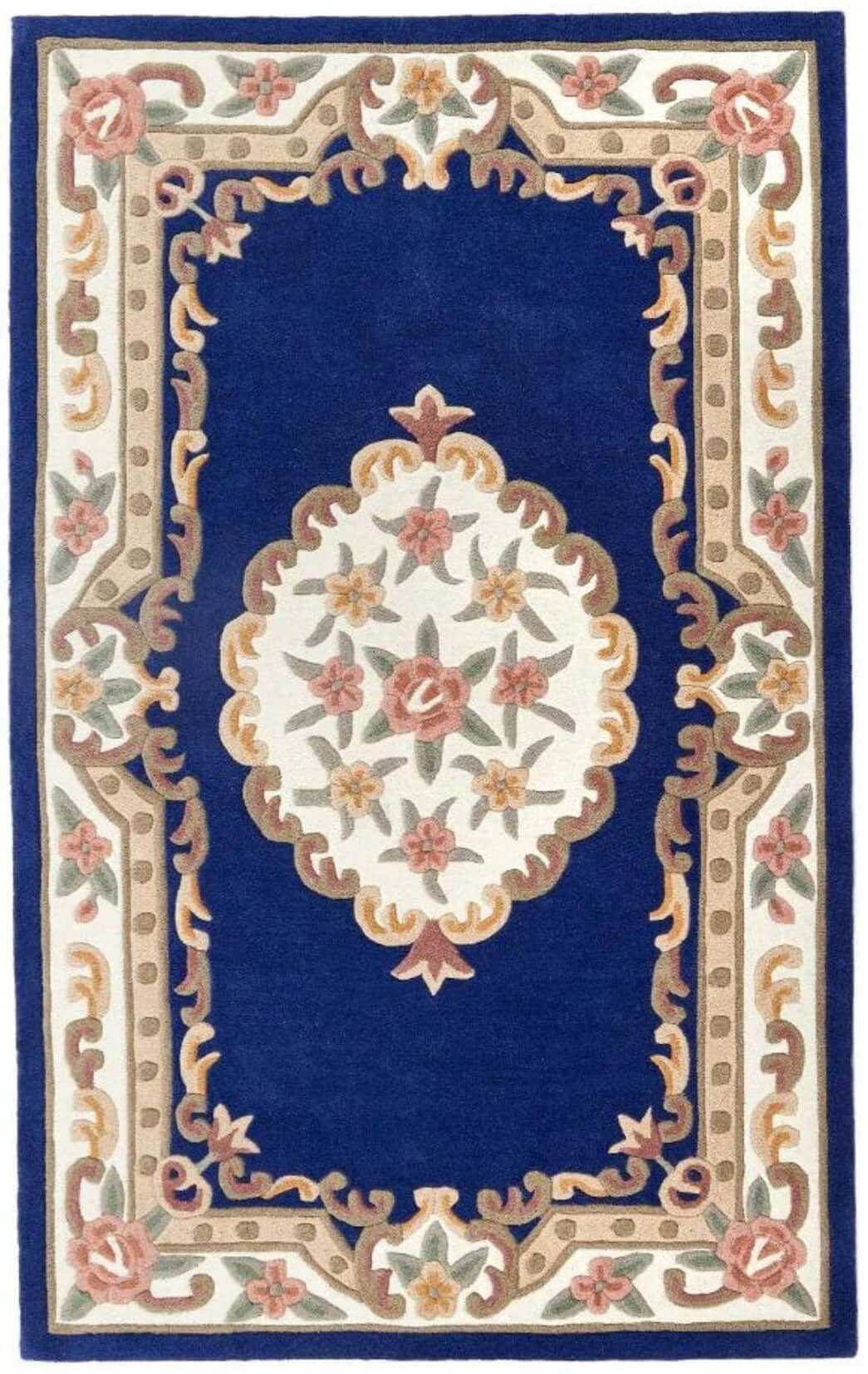 Shensi Navy Medallion Rug — top view