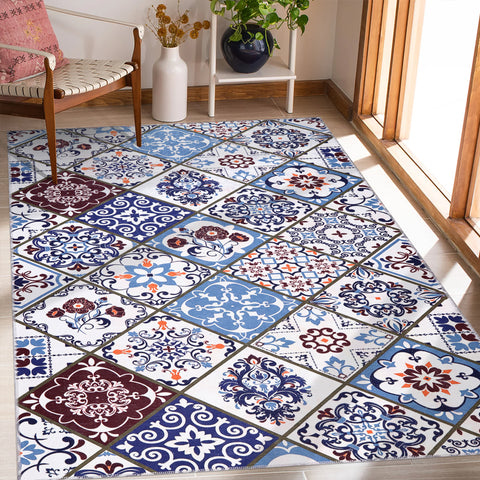 Rugs Depot Modern Beige Floral Washable Rug Design 4002