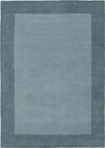 Bordered Duck Egg Blue Wool Rug