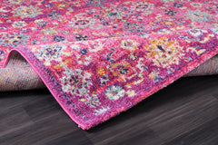 Vintage Area Rug 7653 – Pink Boho Floral Medallion