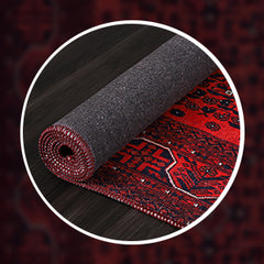 Rugs Depot NH1317 – Machine Washable Bokhara Red Rug | Classic Geometric Oriental Carpet for Living Room & Bedroom