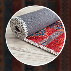 Rugs Depot NH1316 – Machine Washable Caucasian Tribal Rug | Multicolor Striped Oriental Carpet for Living Room & Bedroom