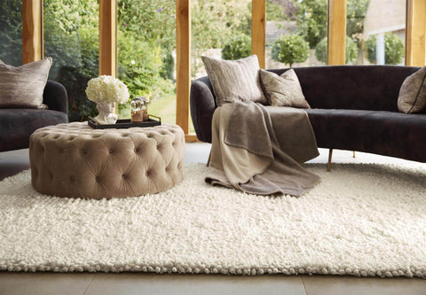 Maine Ivory Shaggy Pile Wool Rug