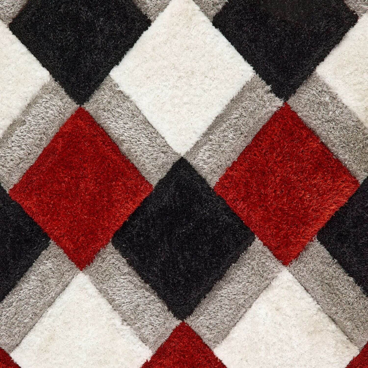 3D Red Geometric Shaggy Rug — room photo 2