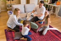 Rugs Depot NH1317 – Machine Washable Bokhara Red Rug | Classic Geometric Oriental Carpet for Living Room & Bedroom